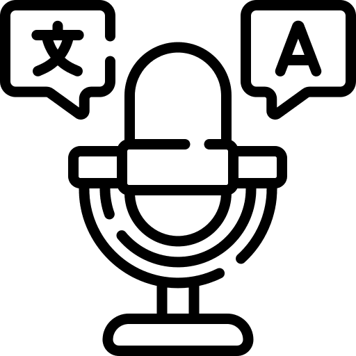 Translation microphone language communications icon