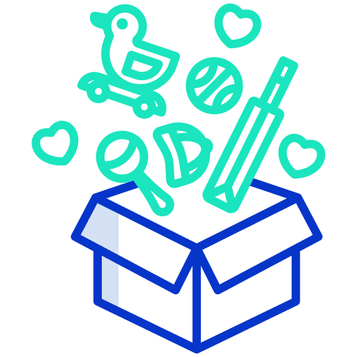 Box charity kid and baby bath icon