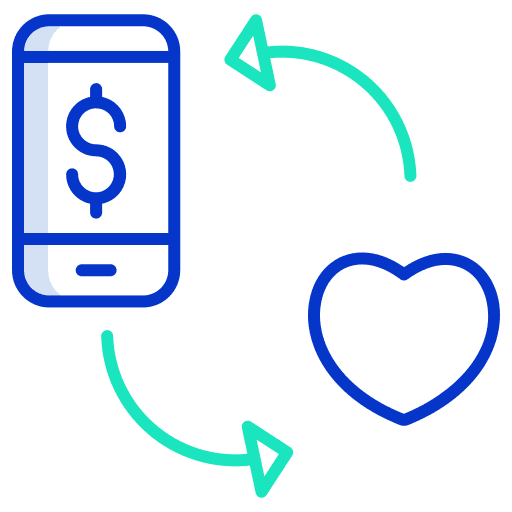 Mobile charity donation online money icon