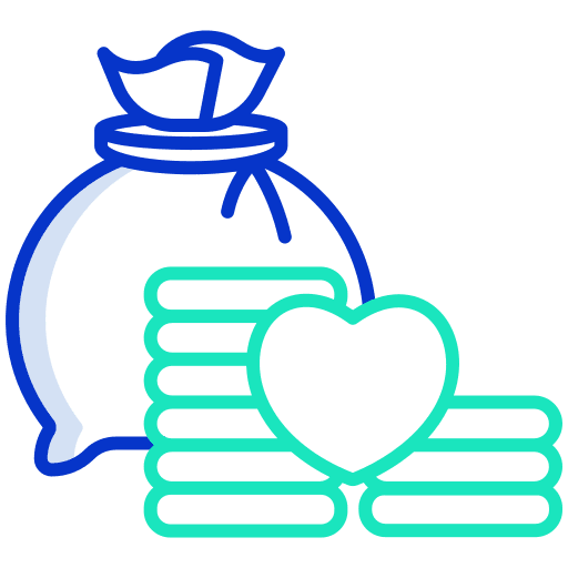 Money bag donation love finance icon