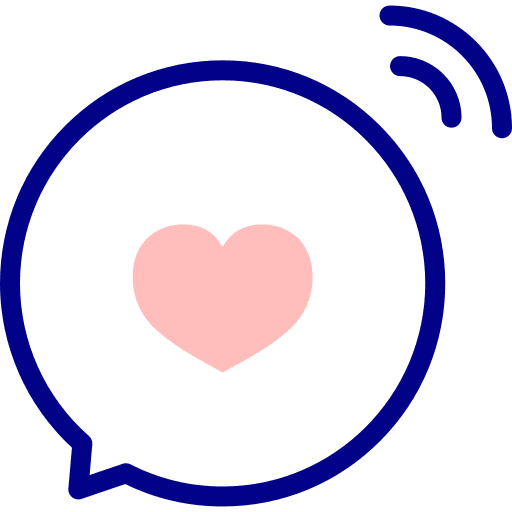 Heart compliment talking speech bubble icon