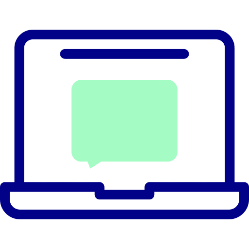 Chat laptop computer speech bubble icon