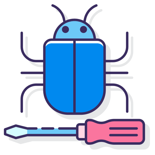 Bug seo and web fixing problem icon