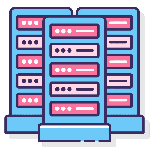 Data center hosting server seo and web cloud computing icon