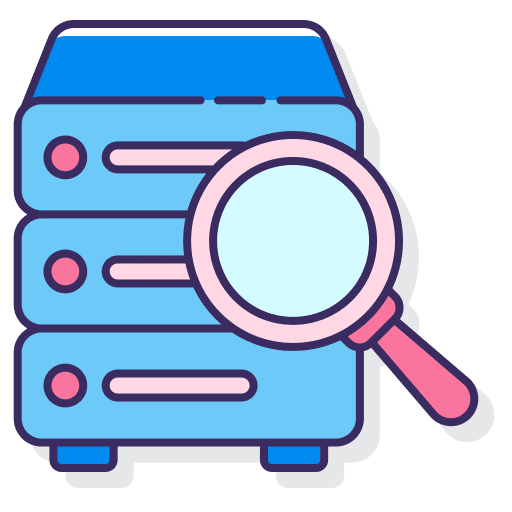 Database loupe technology seo and web icon