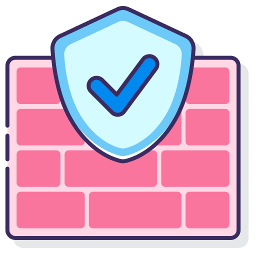 Firewall wall check shield icon