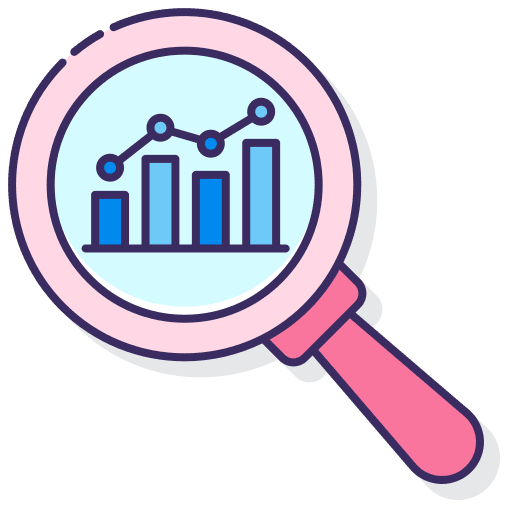 Data analytics search graph seo and web icon