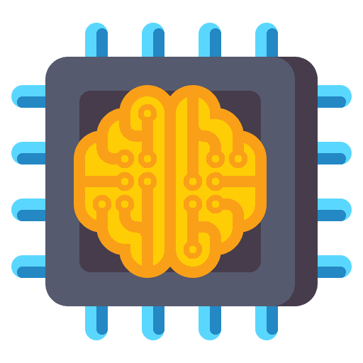 Artificial intelligence robot chip brain icon