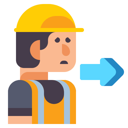 Construction worker professions and jobs displacement fired icon