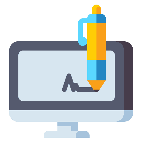 Digital signature business and finance computer document icon