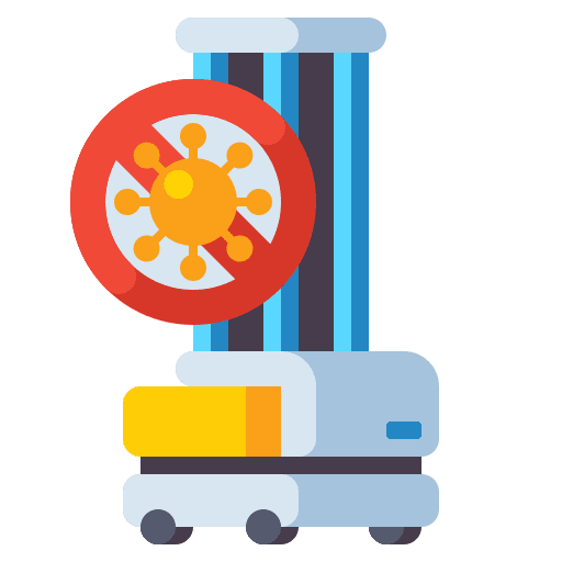 Disinfectant robot sprayer sterilization icon