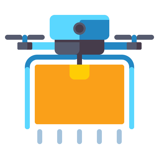 Drone delivery logistics electronics delivery service icon