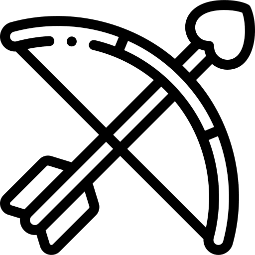 Cupid bow and arrow romantic heart icon