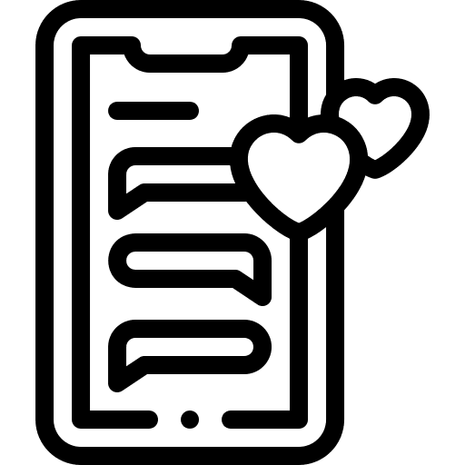 Smartphone communications message heart icon