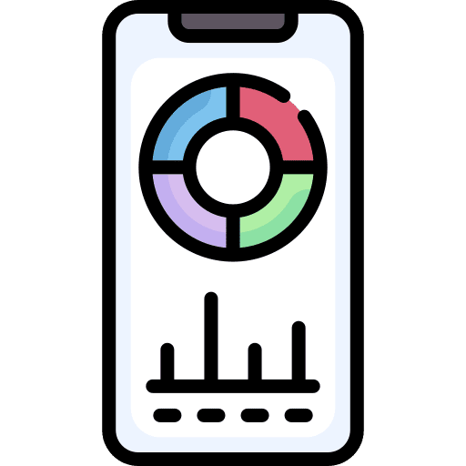 Phone statistics mobile analytics business and finance icon