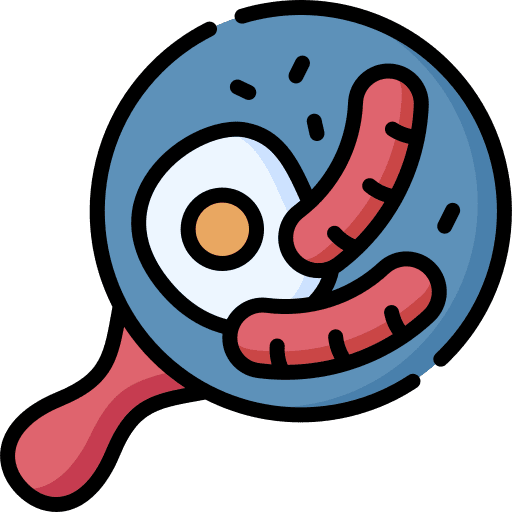 Fried egg breakfast frying pan cooking icon