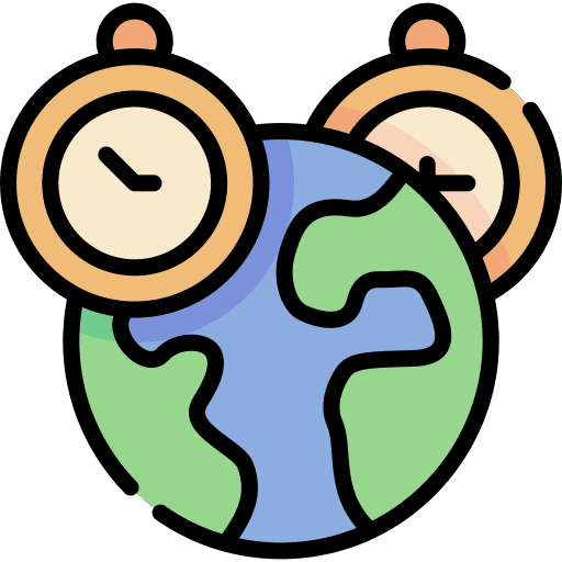 Time zone global clock time and date icon