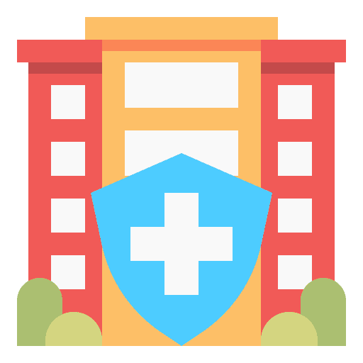 City quarantine buildings shield icon