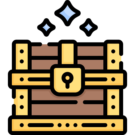 Treasure chest pirate wealth old icon
