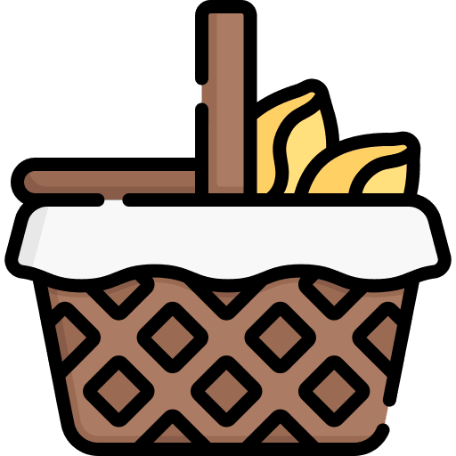 Basket picnic picnic basket napkin icon