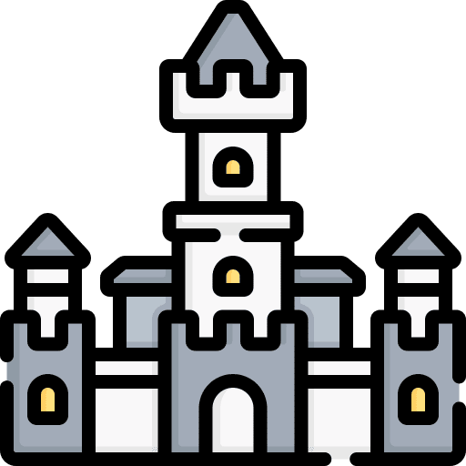 Castle architecture and city medieval cultures icon