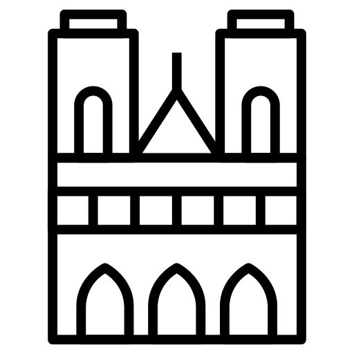 Cathedral church architecture and city building icon