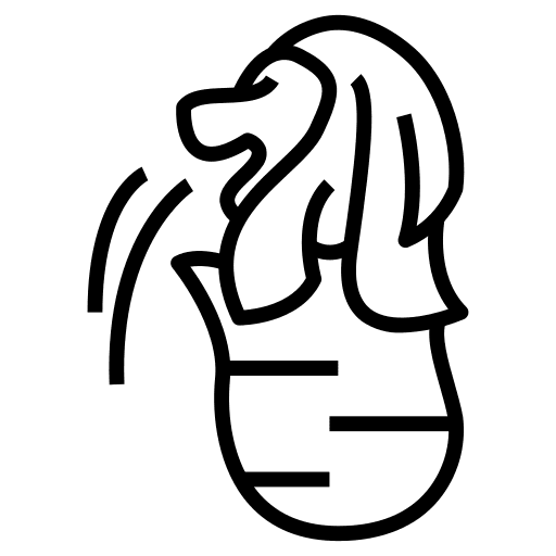 Merlion architecture and city merlion landmark icon