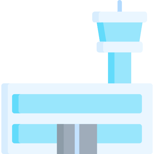 Airport architecture and city flight aviation icon