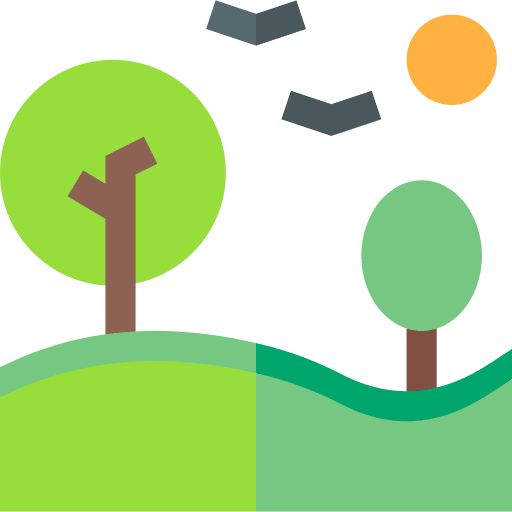 Lanscape hill sun forest icon