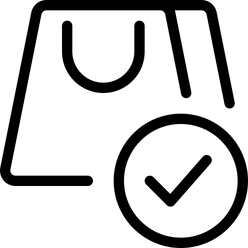 Purchase tick bag handle checkmark icon