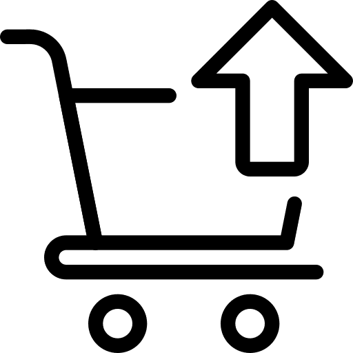 Up arrow smart cart shopping store commerce and shopping icon