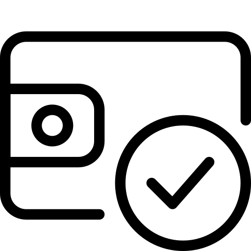 Verified money purse wallet icon