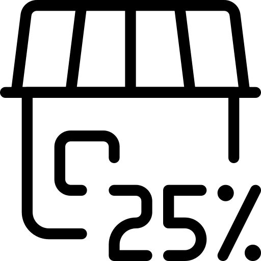 25 percent market shopping store percentage icon