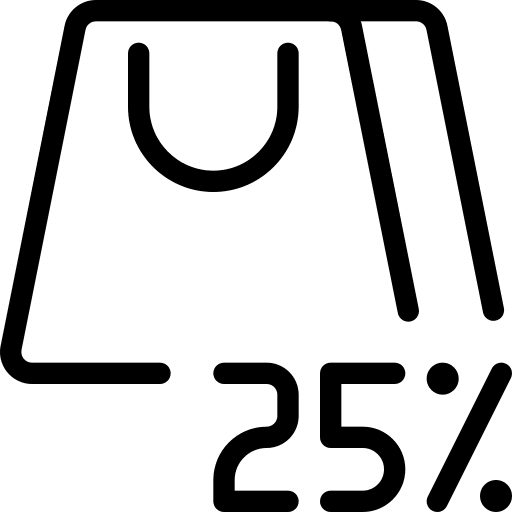 25 percent commerce and shopping percentage 25 percent icon