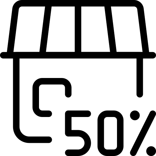 50 percent discount commerce and shopping percentage icon