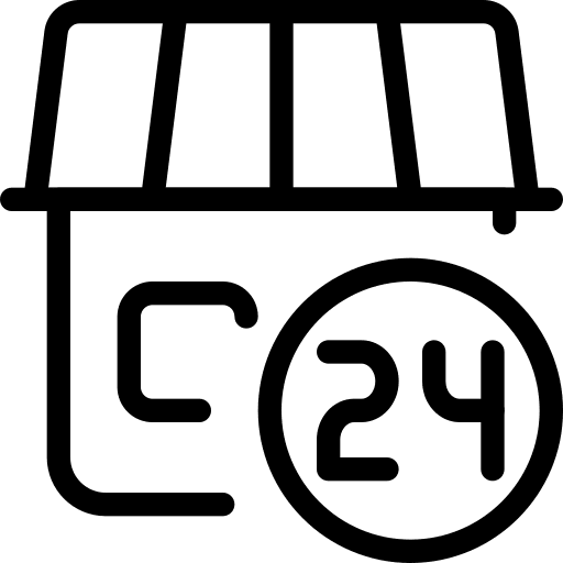 Open 24 hours shopping store commerce and shopping ecommerce icon