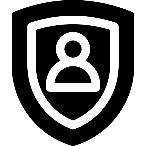 Shield profile personal security icon