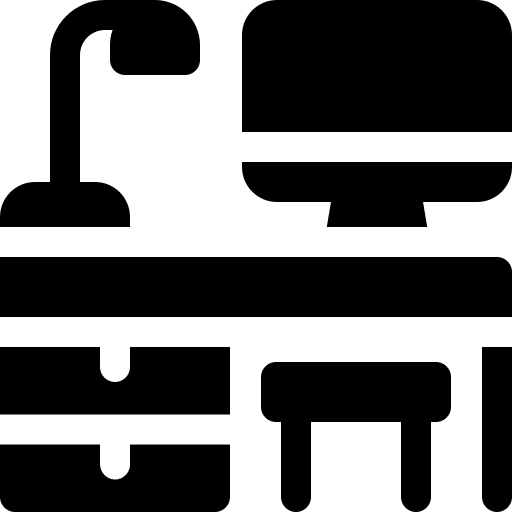 Workplace desk workbench furniture icon