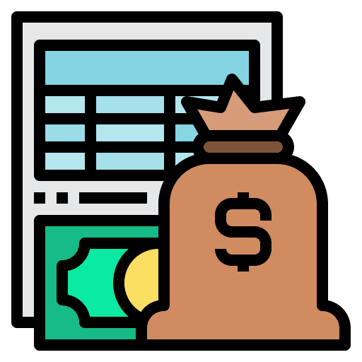 Bookkeeping business money bag bookkeeping icon