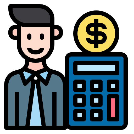Man financial calculator man icon
