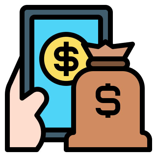 Money bag smartphone accounting money bag icon