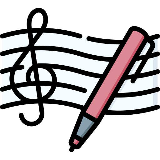 Composing pen composing music and multimedia icon