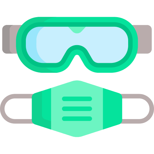 Safety goggles science face mask lab icon