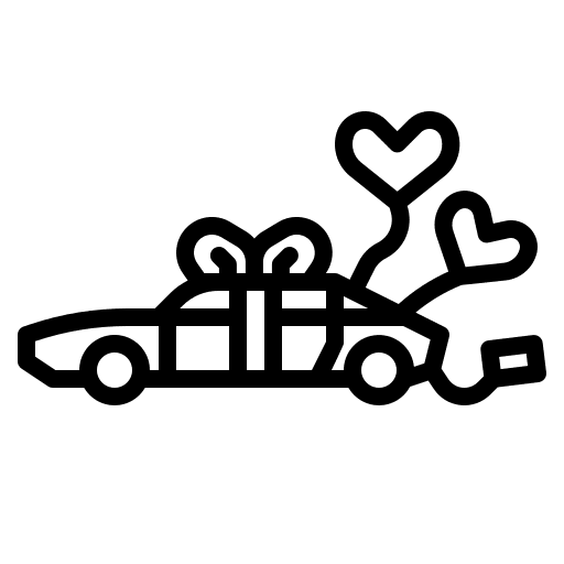 Wedding car marriage celebration transportation icon