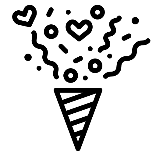 Confetti fun heart love icon