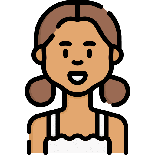 Girl brown hair kid happy icon