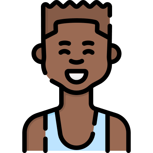 Boy child brown hair happy icon