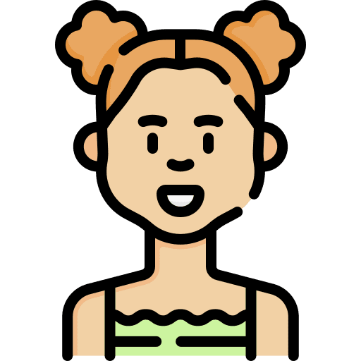 Girl caucasian buns happy icon