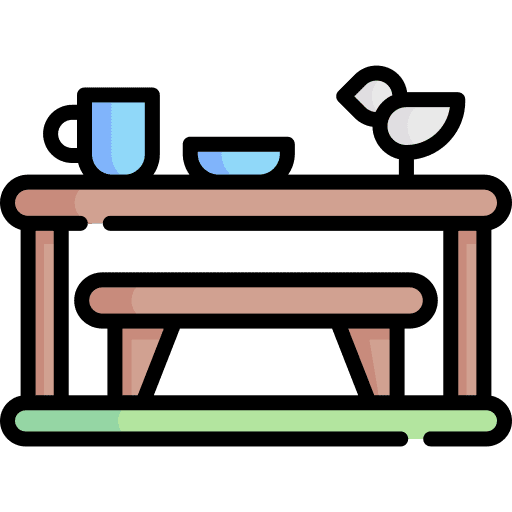 Rest area drink table bench icon
