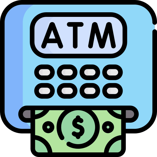 Atm banknote cash withdrawal machine icon